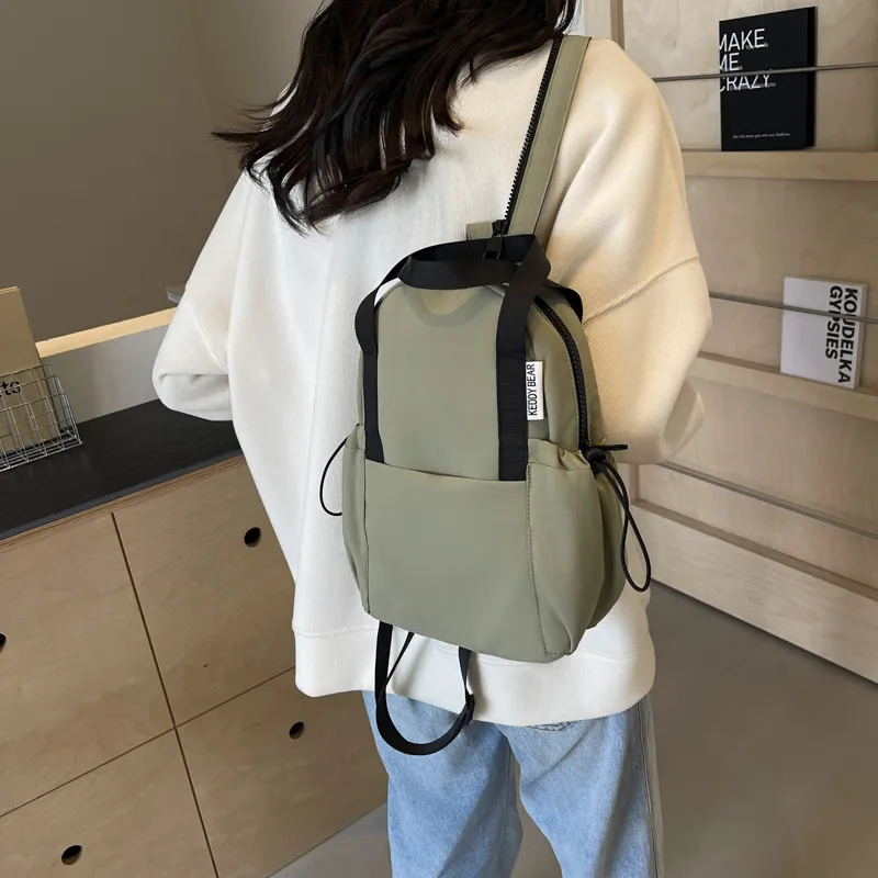 Yalu Fabric Backpack Women's Black/Ecru/Green/Orange-17