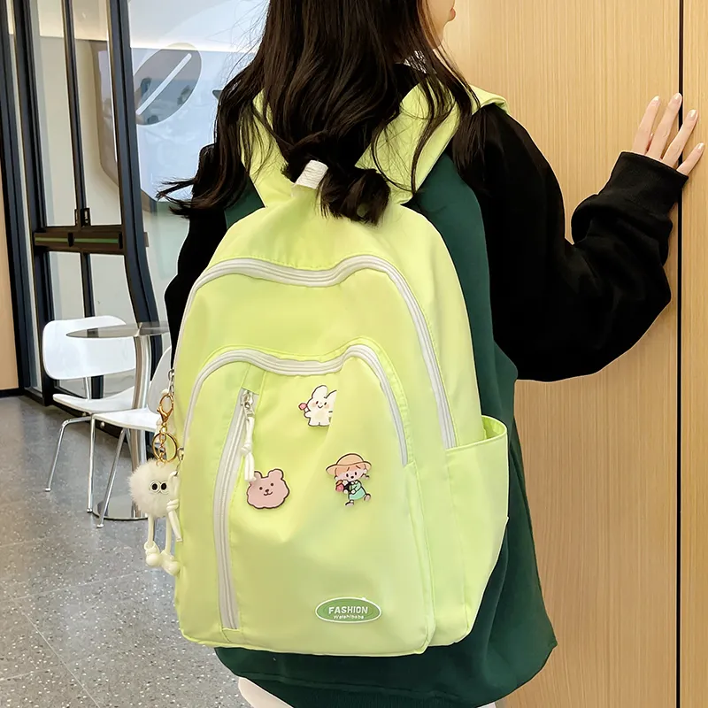 Yalu Nylon Backpack Unisex White/Black/Yellow/Green-25