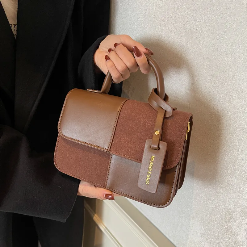 Yalu PU Shoulder Bag, Crossbody Bag, Handbag Women's Black/Ecru/Brown-20