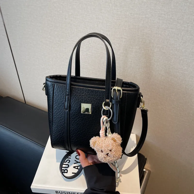 Yalu PU Tote One Shoulder Handbag Women's Black/Ecru/Blue/Pink-6