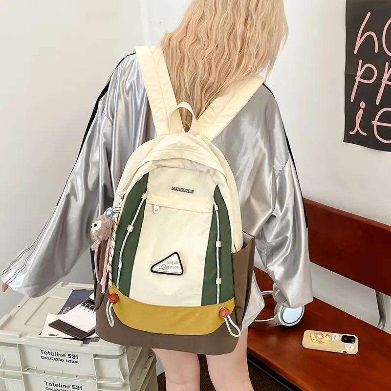 Yalu Nylon Backpack Regular Unisex White Brown/White Green/Gray/Black-12