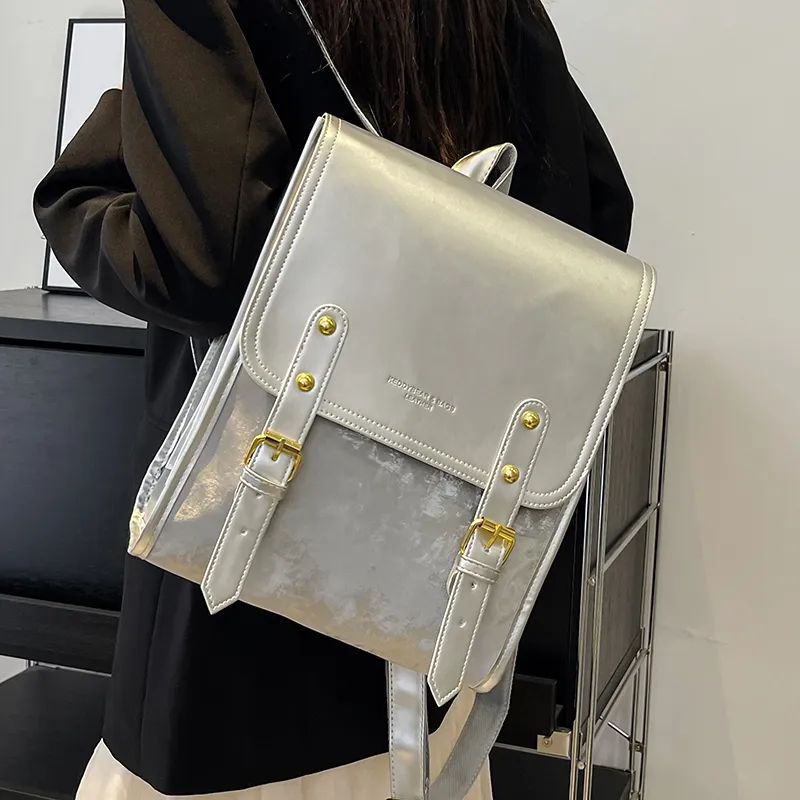 Yalu PU Backpack Women's Pink/Ecru/Silver/Black-17
