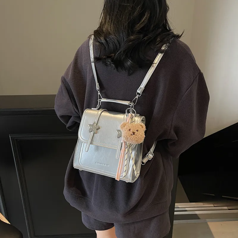 Yalu PU Backpack Unisex Black/Ecru/White Khaki/Silver/Yellow-18