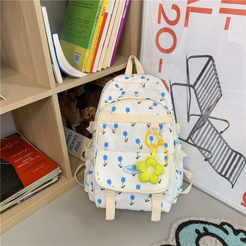 Yalu Nylon Backpack Regular Women's White/Pink/Blue-15