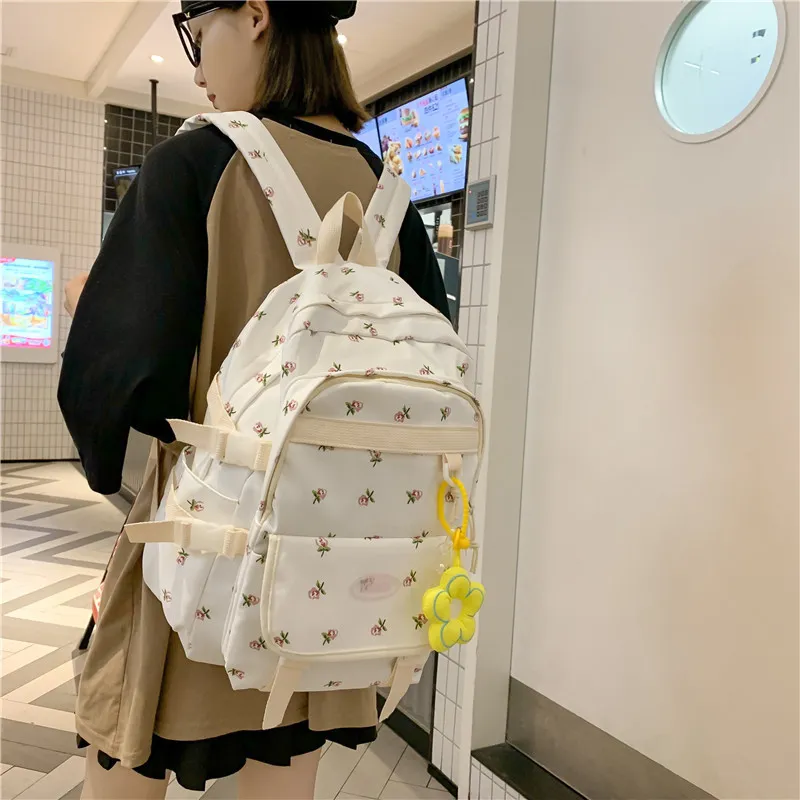 Yalu Nylon Backpack Regular Women's White/Pink/Blue-8