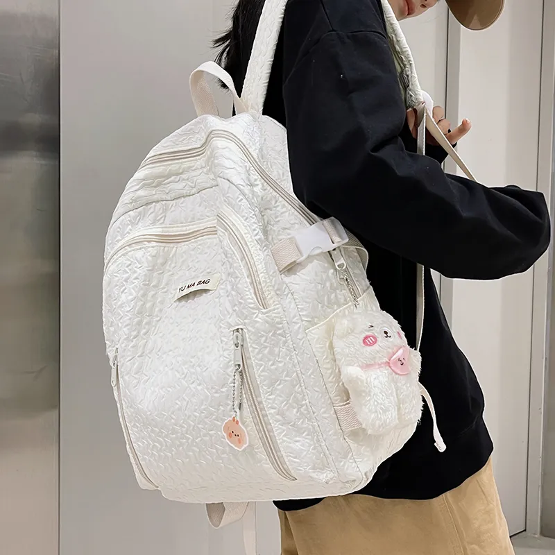 Yalu Nylon Backpack Women's White/Black/Pink/Yellow/Green/Blue-1