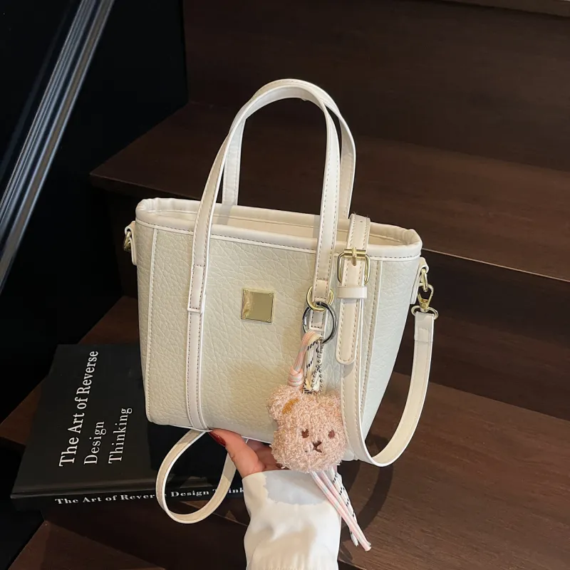 Yalu PU Tote One Shoulder Handbag Women's Black/Ecru/Blue/Pink-10