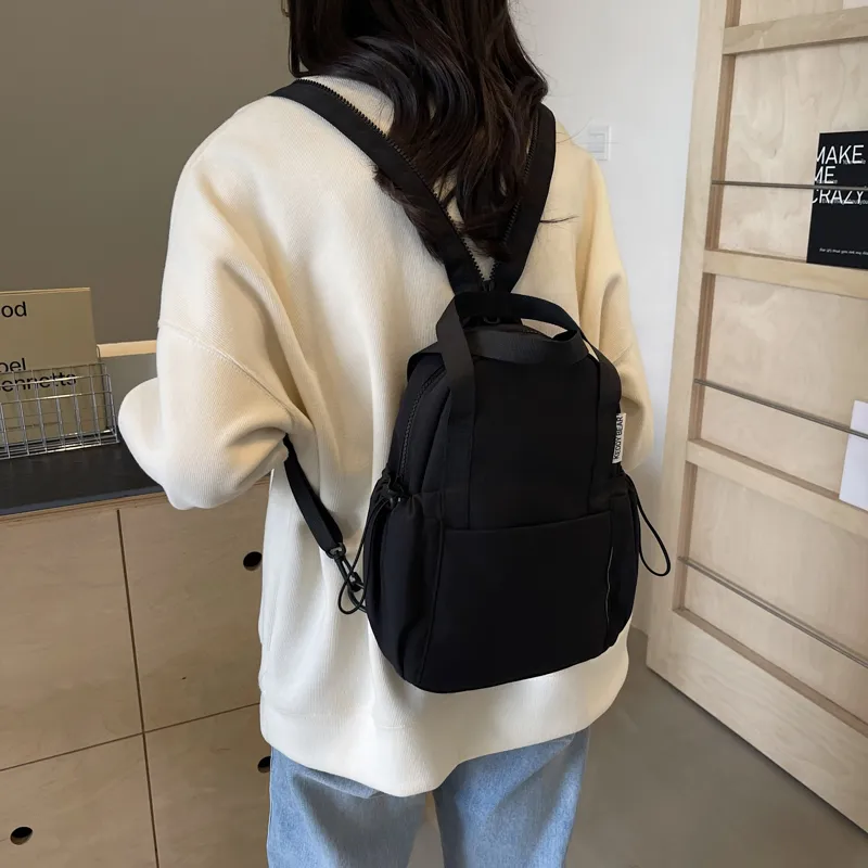 Yalu Fabric Backpack Women's Black/Ecru/Green/Orange-3