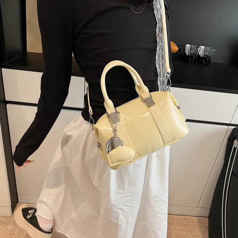 Yalu PU Handbag Women's Black/Light Yellow/Light Pink/White-12