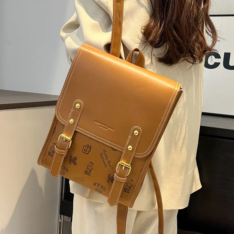 Yalu PU Backpack Women's White/Black/Pink/Brown-23