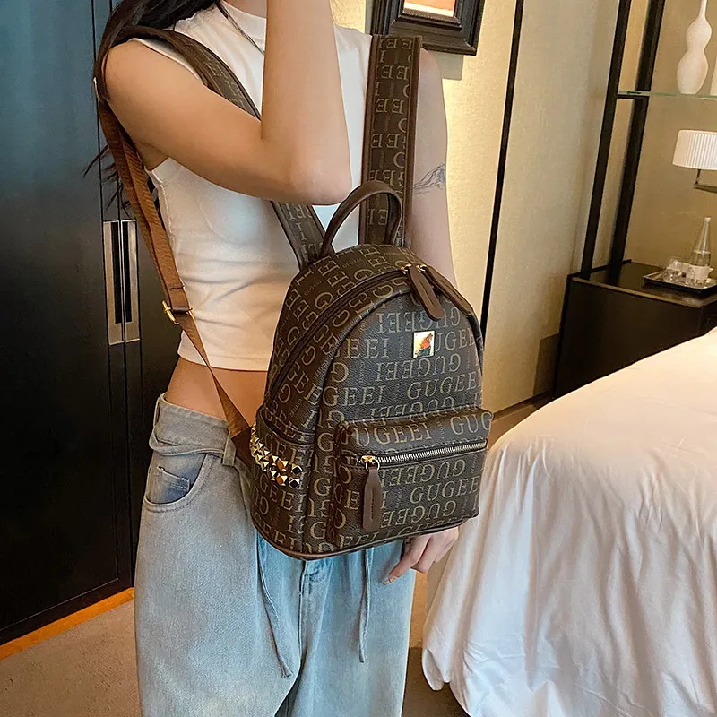 Yalu PU Backpack Women's White/Brown-9