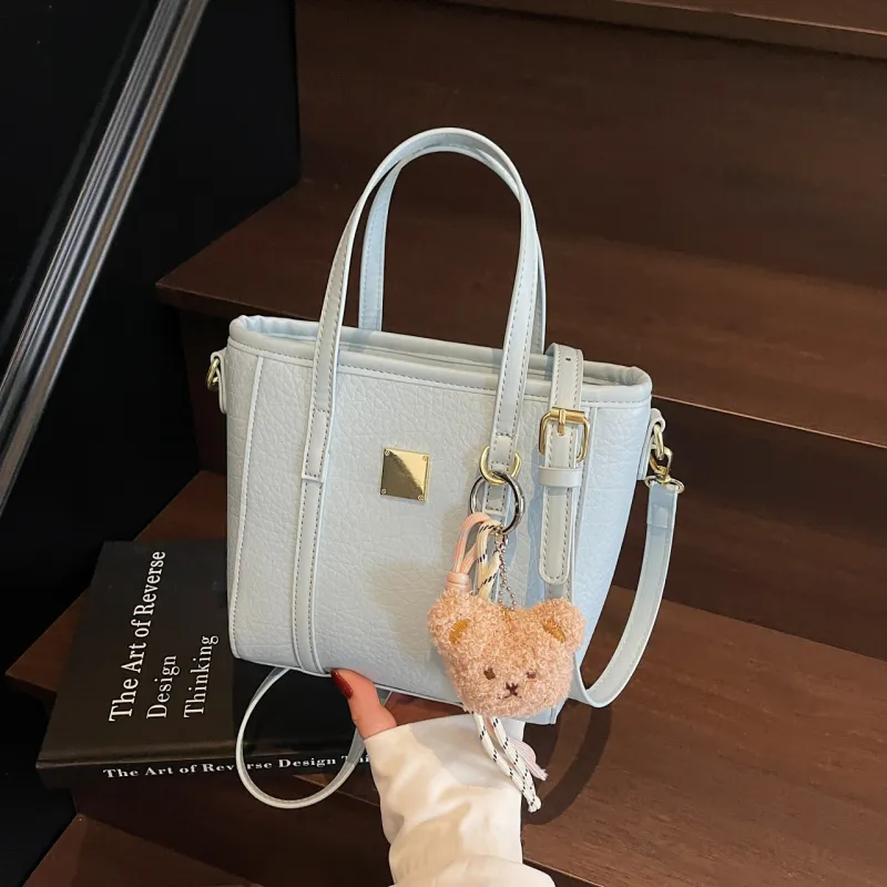 Yalu PU Tote One Shoulder Handbag Women's Black/Ecru/Blue/Pink-17