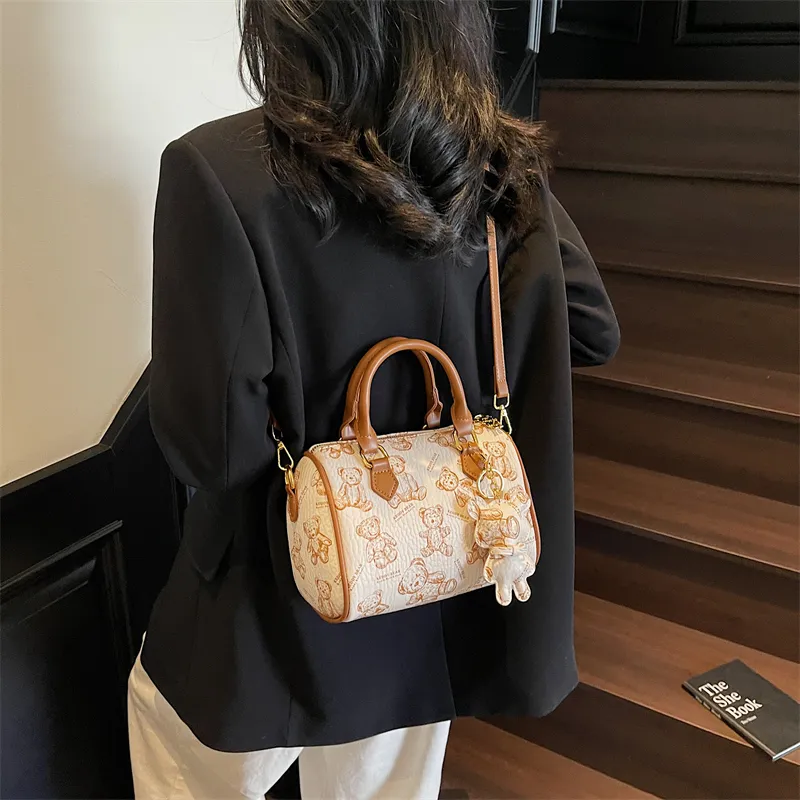 Yalu PU One Shoulder Handbag Women's White/Black/Pink/Brown-4
