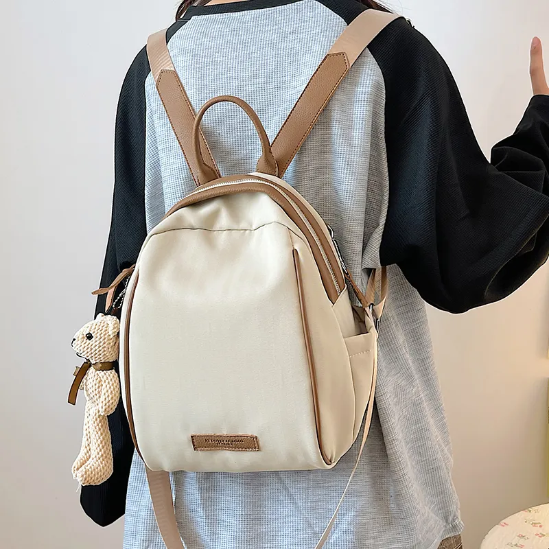 Yalu Nylon Backpack Regular Unisex White/Black/Khaki/Blue/Dark Brown-14