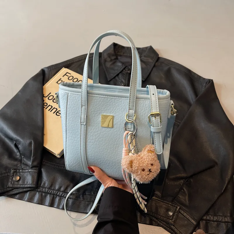 Yalu PU Tote One Shoulder Handbag Women's Black/Ecru/Blue/Pink-16