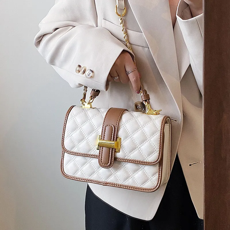 Yalu PU Small Square Bag, Shoulder Bag, Crossbody Bag, Handbag Women's White/Black-4