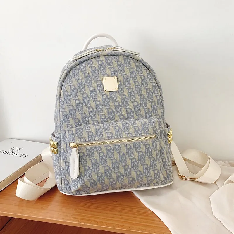 Yalu PU Backpack Women's Gray Blue/Black-1
