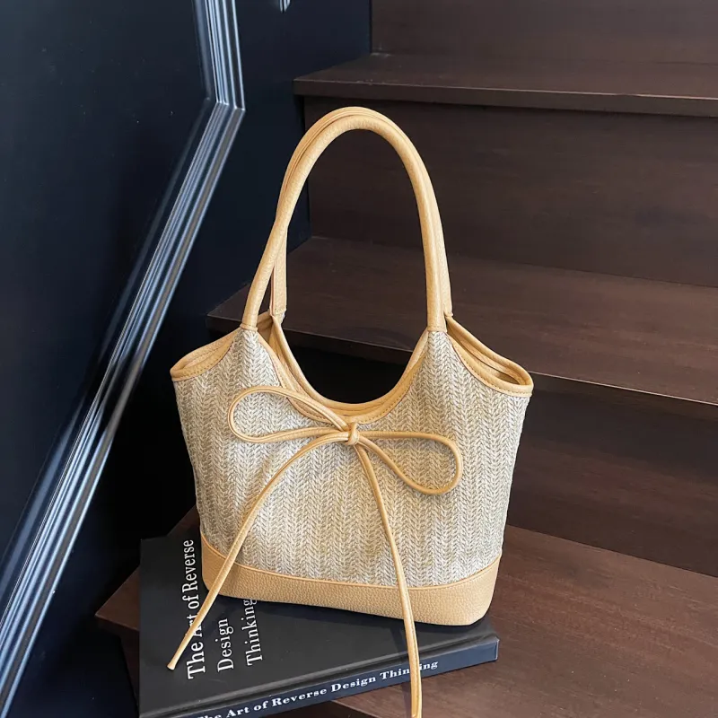 Yalu Straw Woven Shoulder Bag Women's Multicolor-23