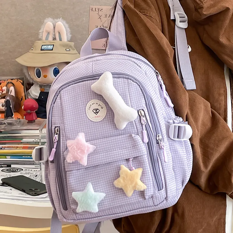 Yalu Nylon Backpack Women's White/Gray/Purple/Green/Yellow-14