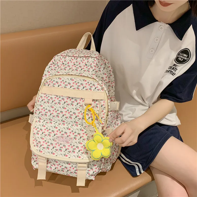 Yalu Nylon Backpack Regular Women's White/Pink/Blue-5
