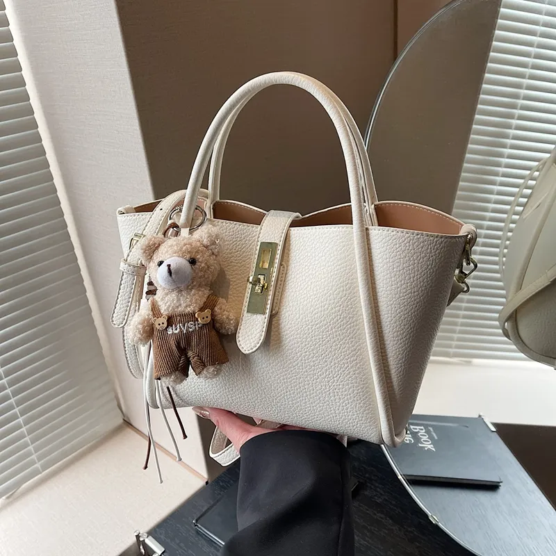 Yalu PU Handbag Regular Women's Black/Ecru/Apricot/Khaki-12