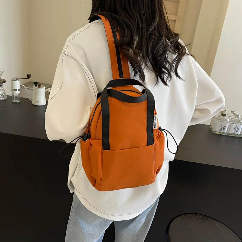 Yalu Fabric Backpack Women's Black/Ecru/Green/Orange-22