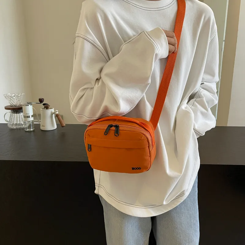 Yalu Canvas Bag, Crossbody Bag Unisex Black/Ecru/Green/Orange-23