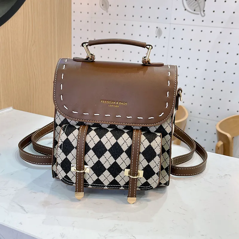 Yalu PU Backpack Women's Dark Brown/Black-11