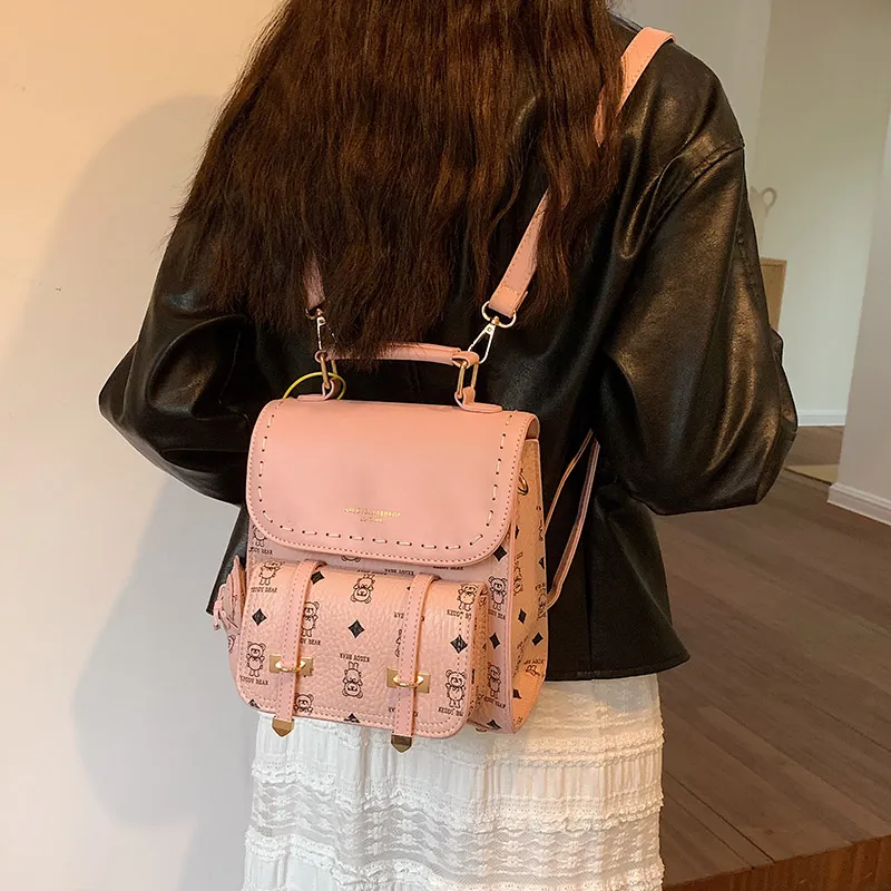 Yalu PU Backpack Regular Women's White/Brown/Pink/Coffee-10