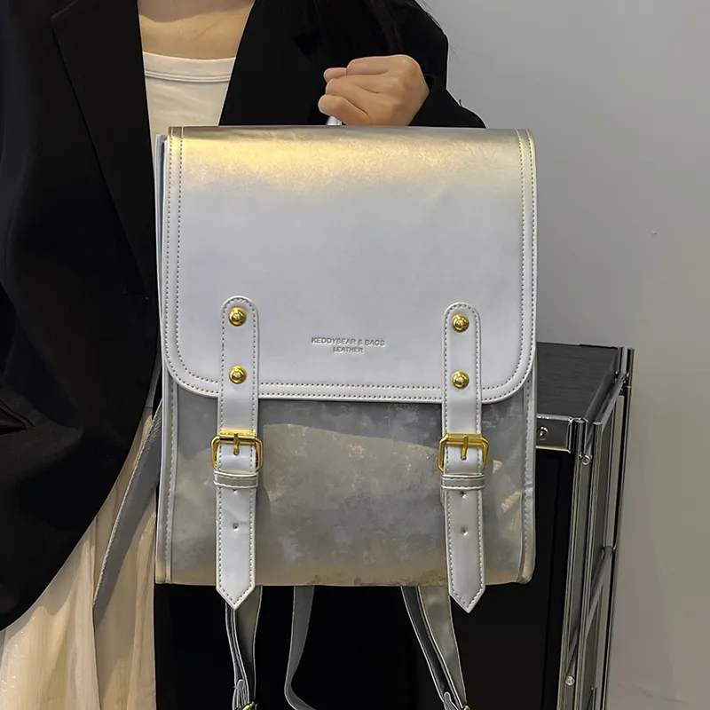 Yalu PU Backpack Women's Pink/Ecru/Silver/Black-15
