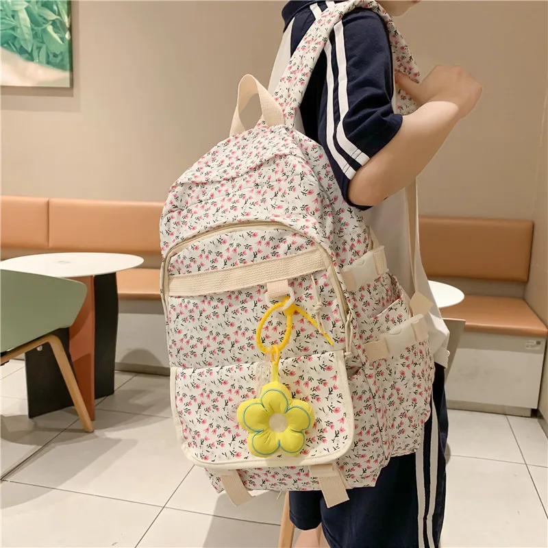 Yalu Nylon Backpack Regular Women's White/Pink/Blue-4