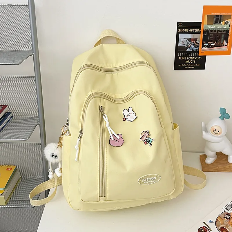 Yalu Nylon Backpack Unisex White/Black/Yellow/Green-20