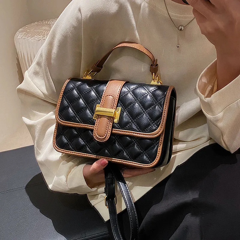 Yalu PU Small Square Bag, Shoulder Bag, Crossbody Bag, Handbag Women's White/Black-12