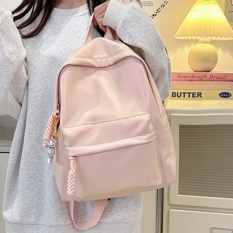 Yalu PU Backpack Unisex Pink/White/Black-6