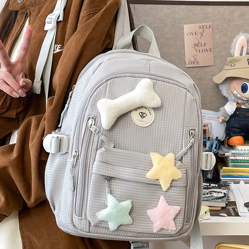 Yalu Nylon Backpack Women's White/Gray/Purple/Green/Yellow-5