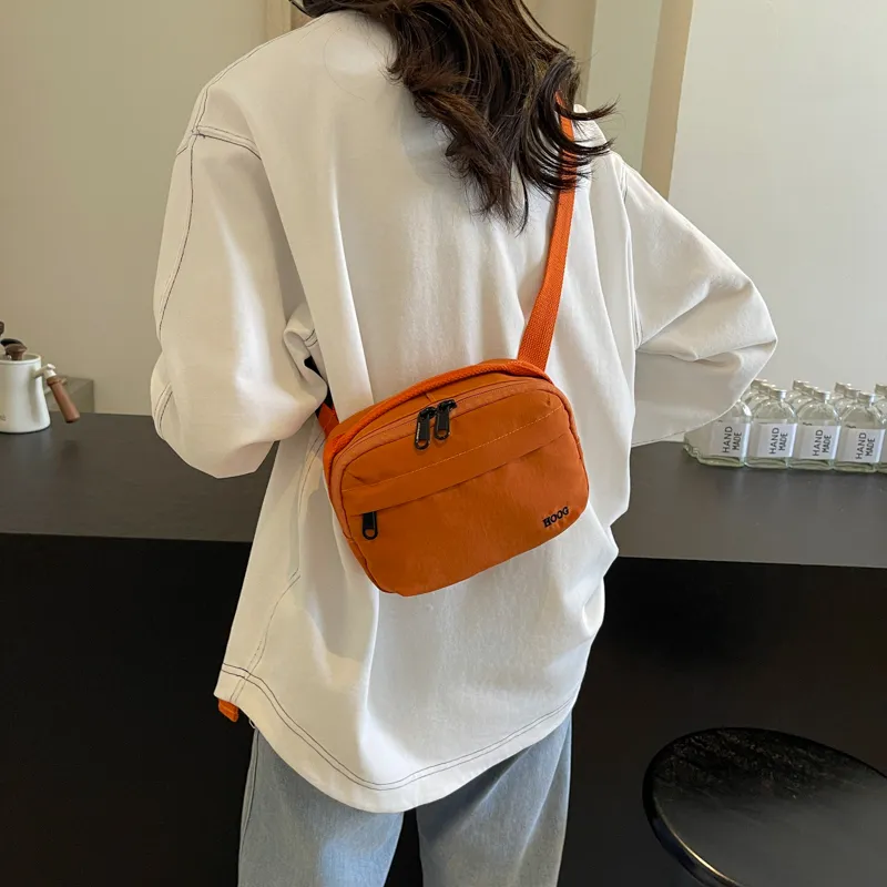 Yalu Canvas Bag, Crossbody Bag Unisex Black/Ecru/Green/Orange-25