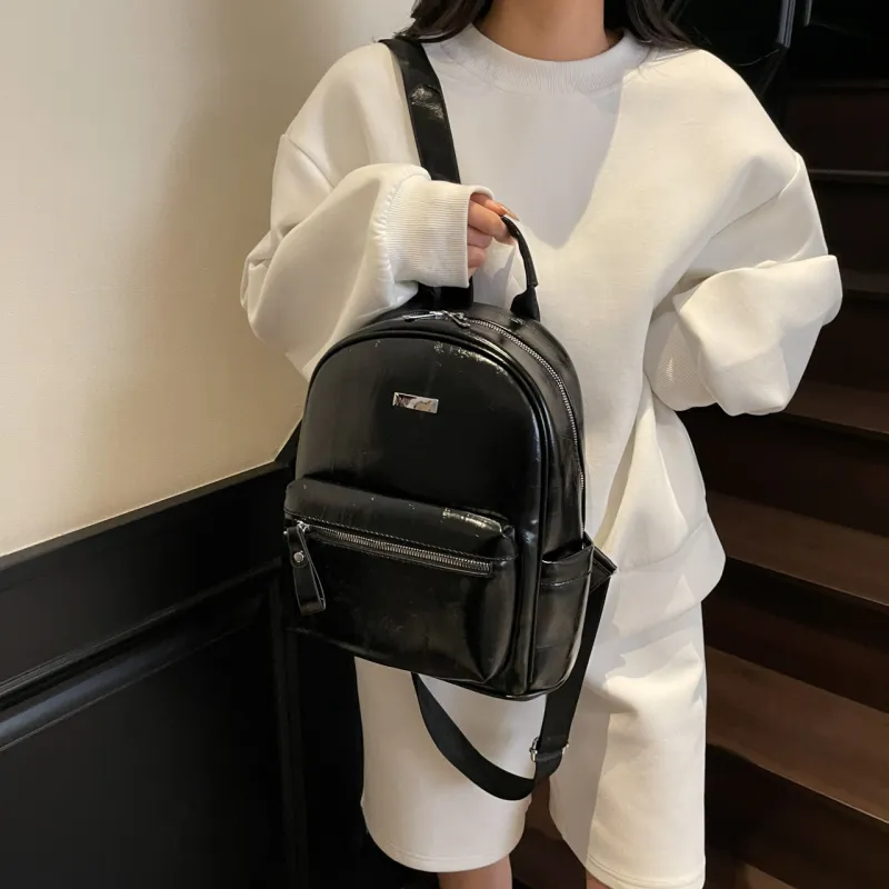 Yalu PU Backpack Women's Black/Brown/Pink/Gray/Ecru-2