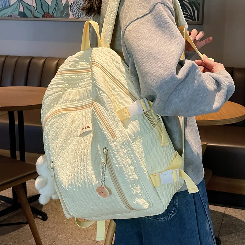 Yalu Nylon Backpack Women's White/Black/Pink/Yellow/Green/Blue-10