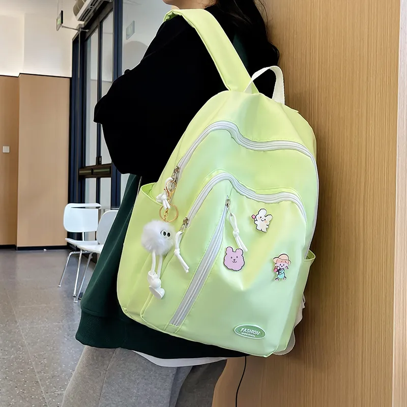 Yalu Nylon Backpack Unisex White/Black/Yellow/Green-22