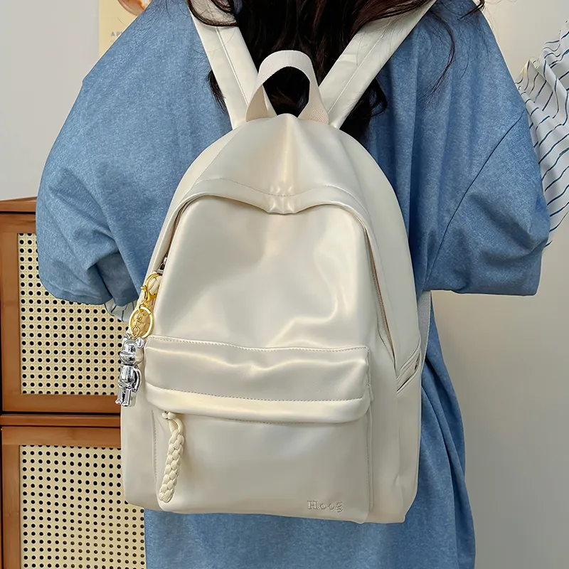 Yalu PU Backpack Unisex Pink/White/Black-10