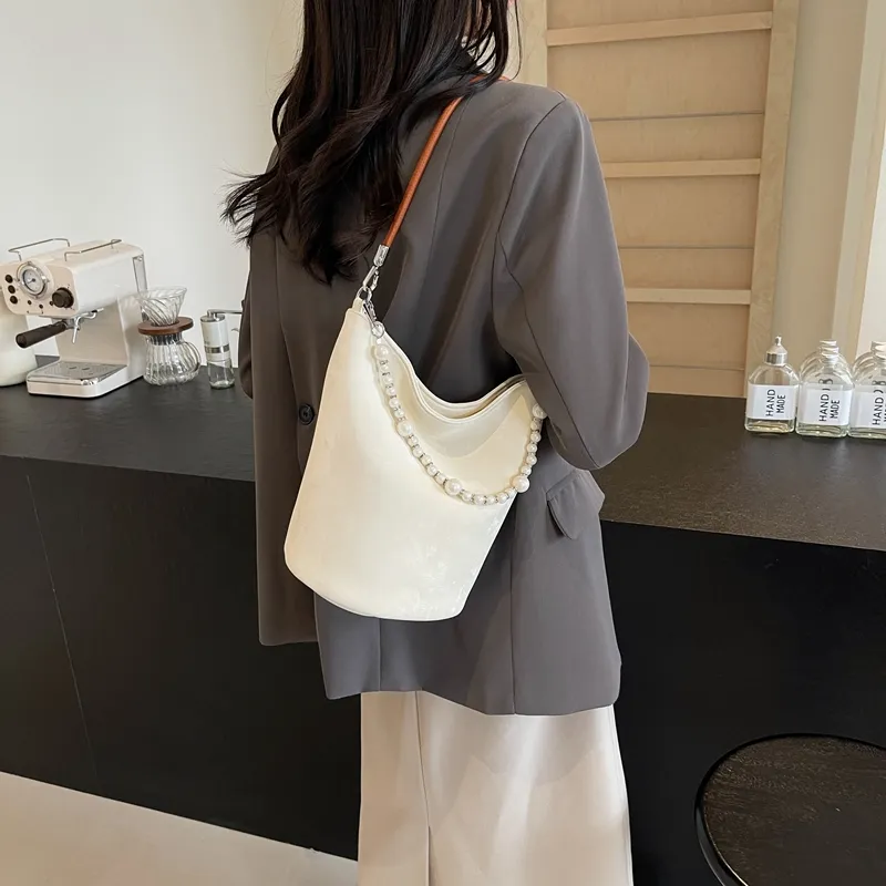 Yalu PU Bucket Bag, Crossbody, One Shoulder Handbag Regular Women's Black/Pink/Ecru/Silver-17