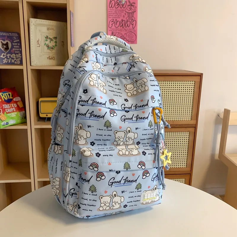 Yalu Nylon Backpack Regular Unisex Black/Purple/Green/Blue/Pink/White-21