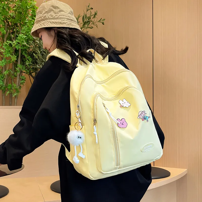 Yalu Nylon Backpack Unisex White/Black/Yellow/Green-19