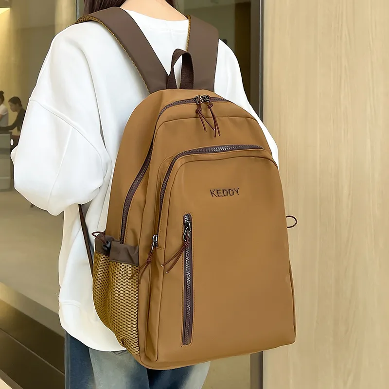 Yalu Nylon Fabric Backpack Regular Unisex White/Black/Coffee/Brown-24