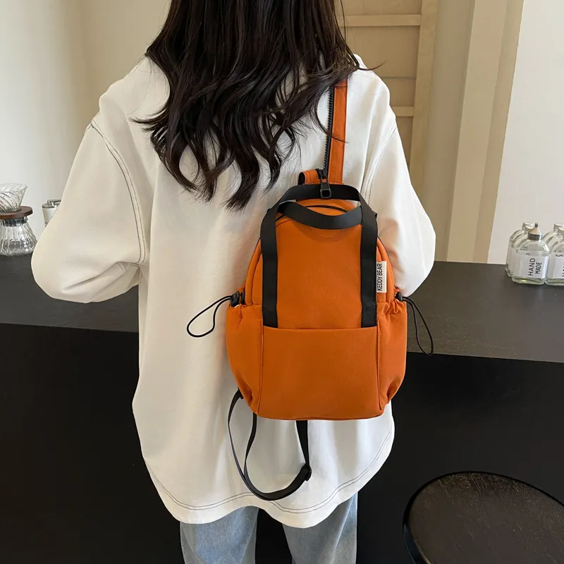 Yalu Fabric Backpack Women's Black/Ecru/Green/Orange-21
