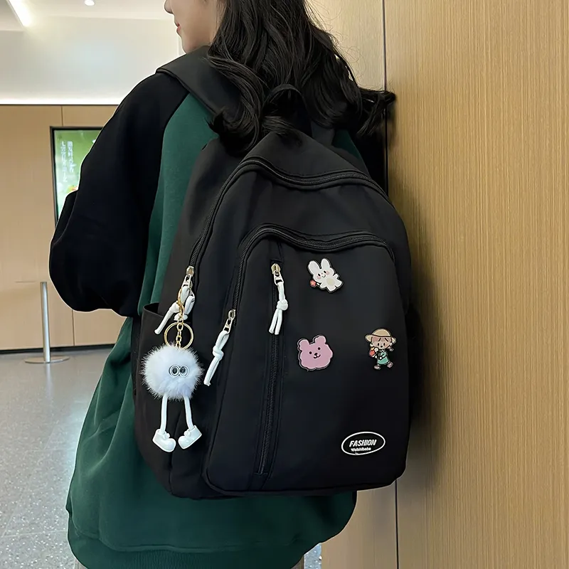 Yalu Nylon Backpack Unisex White/Black/Yellow/Green-10