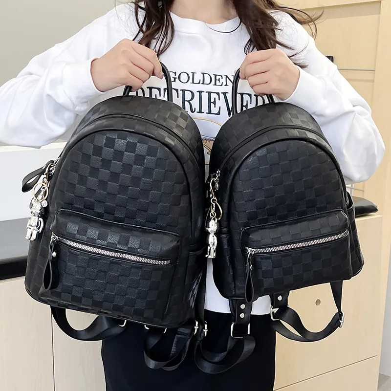 Yalu PU Backpack Regular Women's Black/White-5