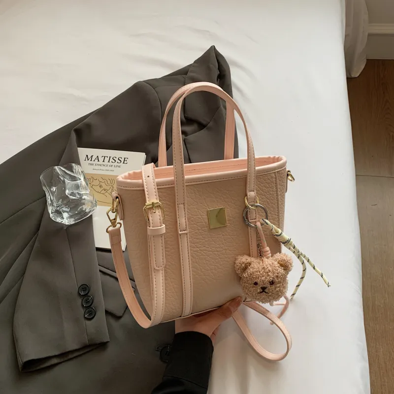 Yalu PU Tote One Shoulder Handbag Women's Black/Ecru/Blue/Pink-23