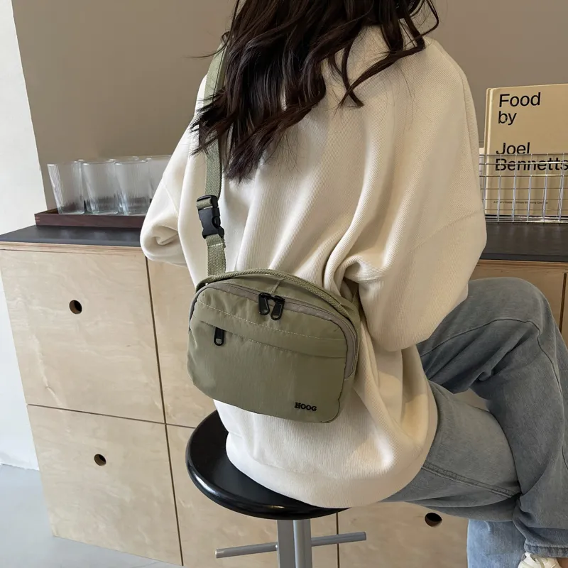Yalu Canvas Bag, Crossbody Bag Unisex Black/Ecru/Green/Orange-18