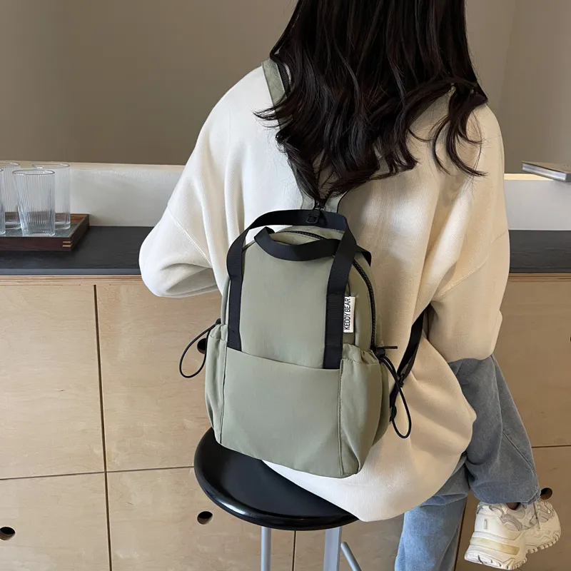 Yalu Fabric Backpack Women's Black/Ecru/Green/Orange-16